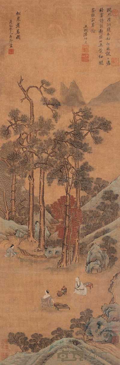 居节 松泉煮茗图 镜心 92×31cm